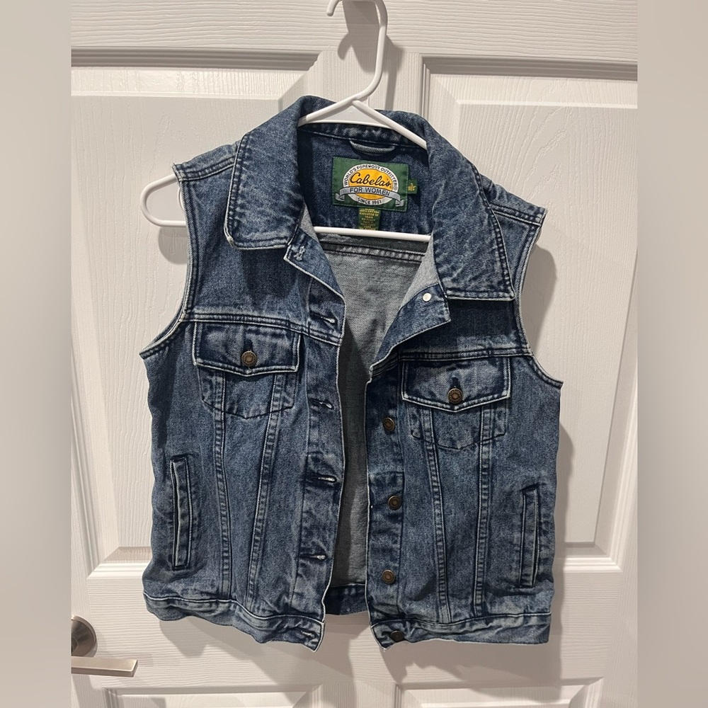 😱Cabela's Small Classic Blue Denim Vest